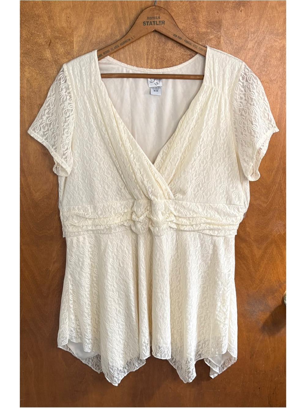 Vintage Y2K Cream Sheer Mesh Lace Babydoll Top Fairy Angel Witchy Romantic Pinup